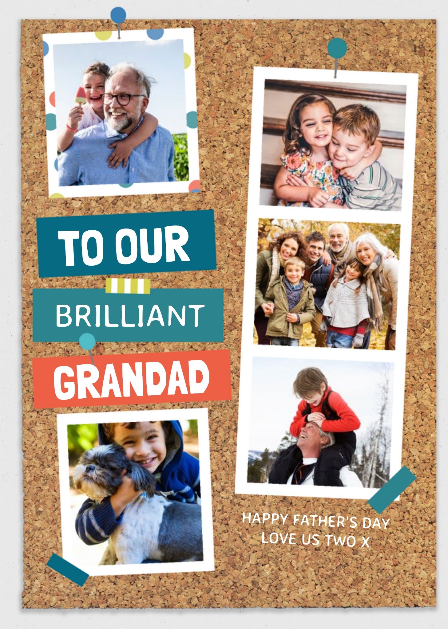 Pin Board Background To Our Grandad Father's Day Multi-Photo Card Ecard