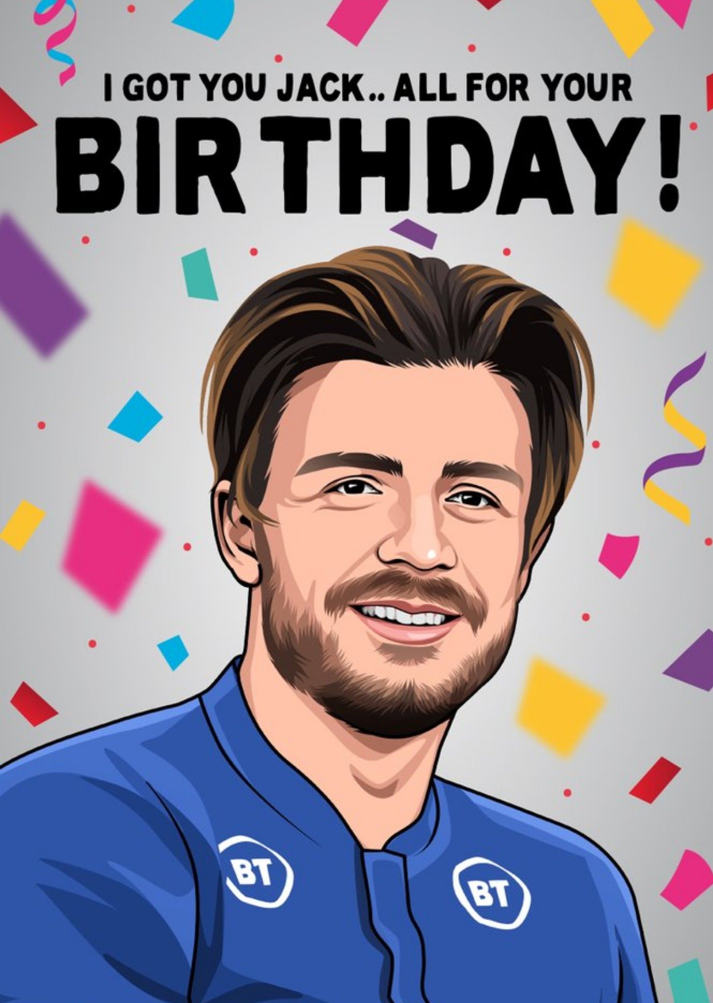 All Things Banter Footballer Surrounded By Confetti Illustration Birthday Card Ecard