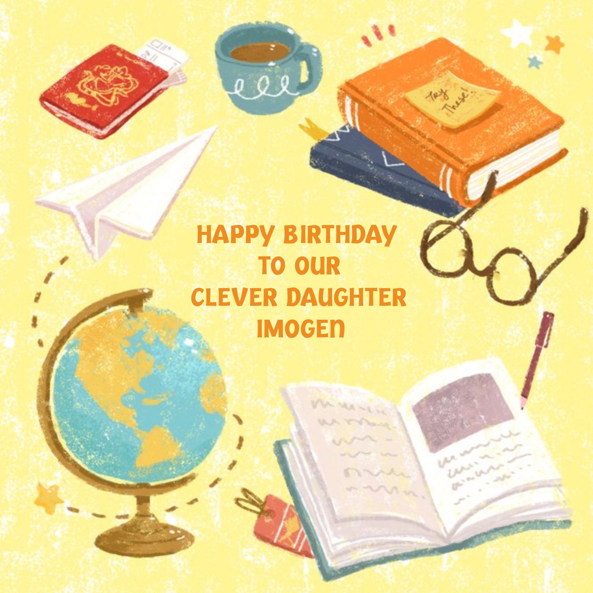 Bits And Bobs Clever Daughter Personalised Card, Square