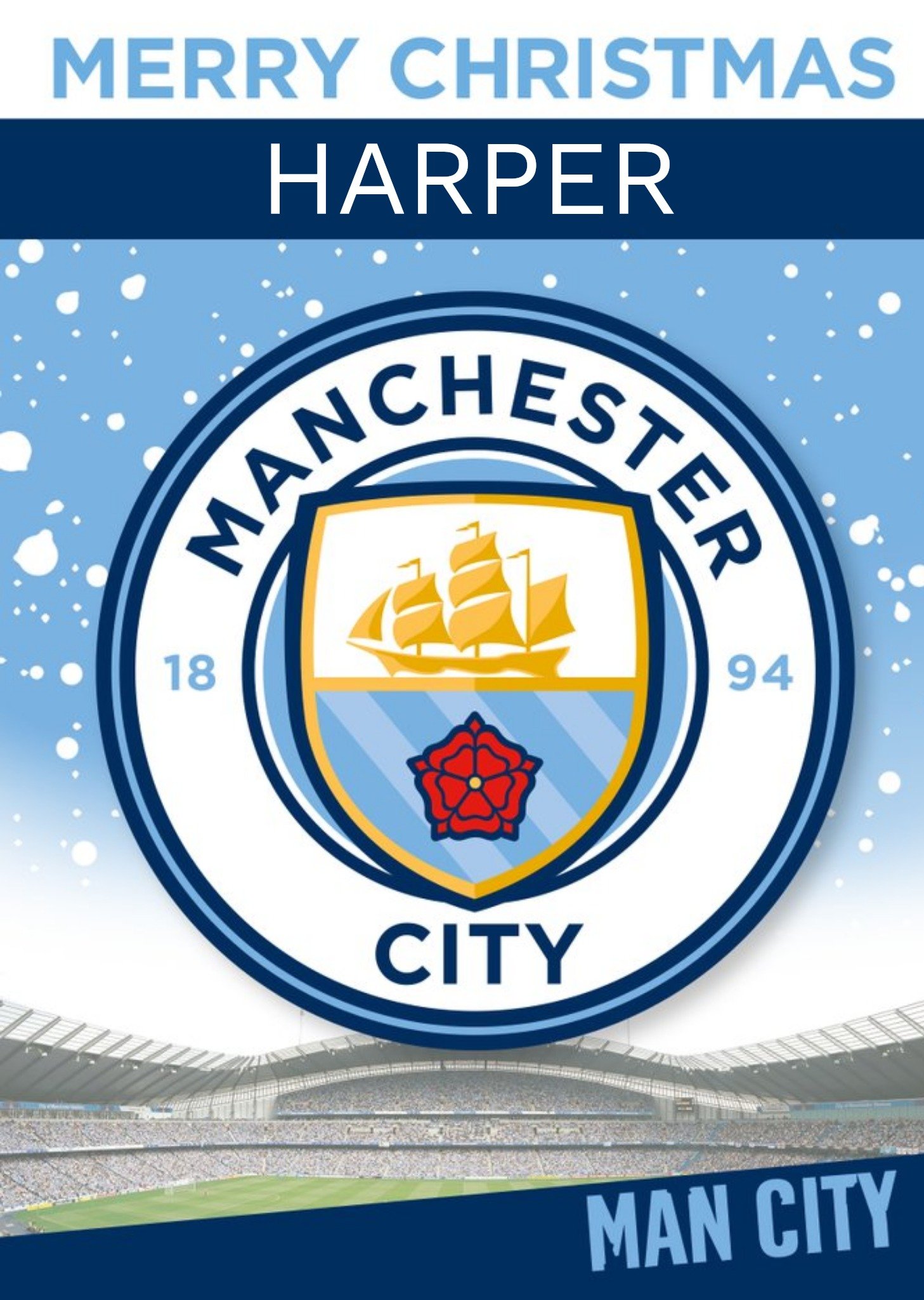 Manchester City Fc Man City Football Club Christmas Card