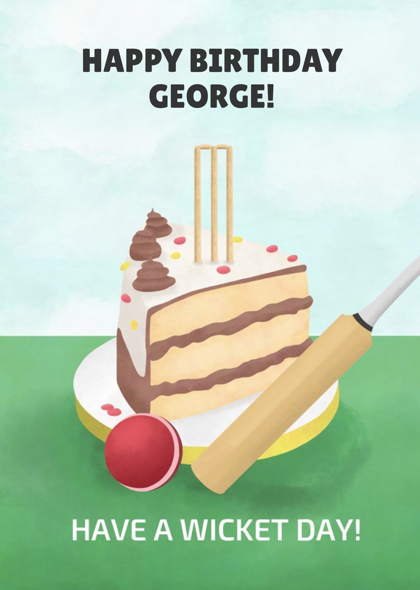 Have A Wicket Day Cricket Birthday Card Ecard