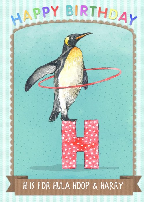 Alphabet Animal Antics H Is For Personalised Happy Birthday Card | Moonpig