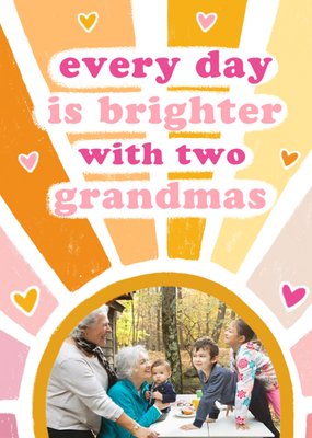 Circular Photo Frame With A Colourful Sun Burst Grandma's Photo Upload Mother's Day Card