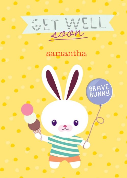 Personalised Cartoon Bunny Get Well Soon Card