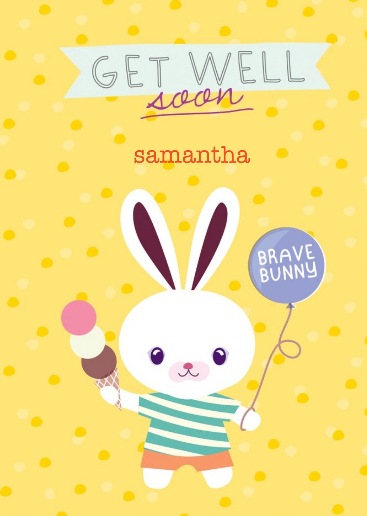 Personalised Cartoon Bunny Get Well Soon Card Ecard