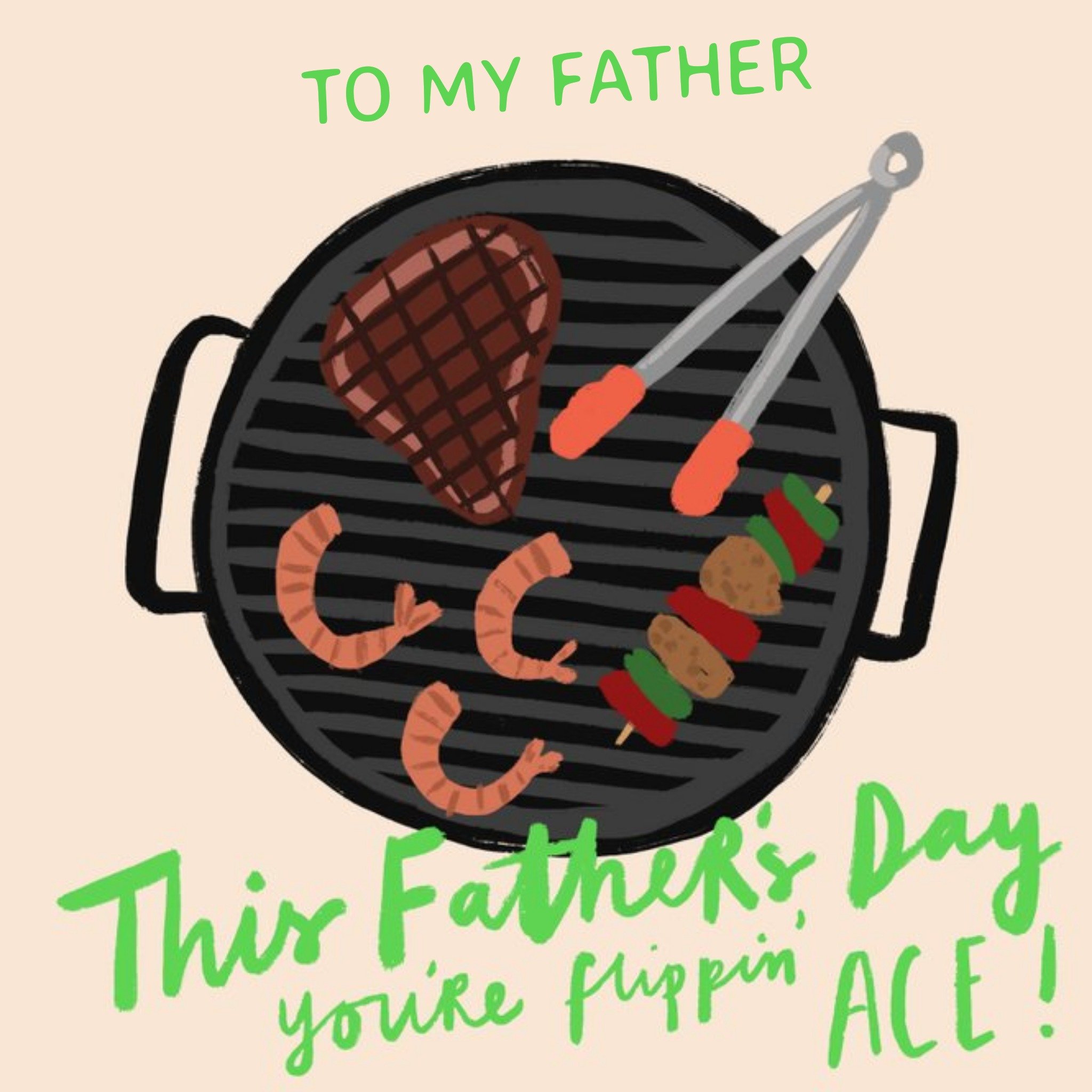 Illustration Of A Barbeque Grill Father's Day Card, Square