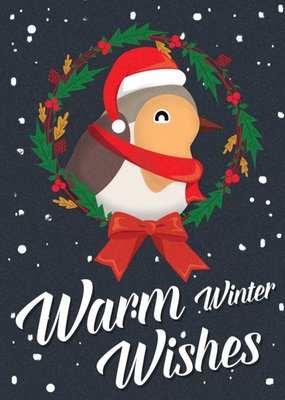 Warm Winter Wishes Robin Christmas Card