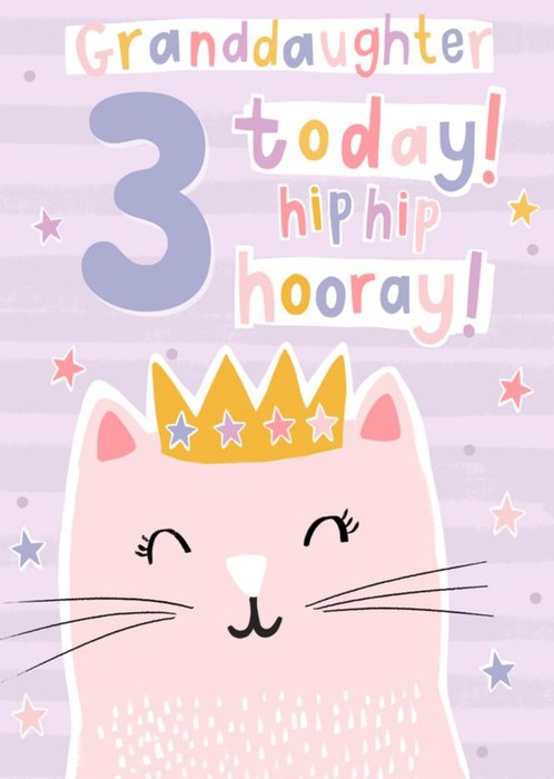 Granddaughter 3 Today Hip Hip Hooray Birthday Card