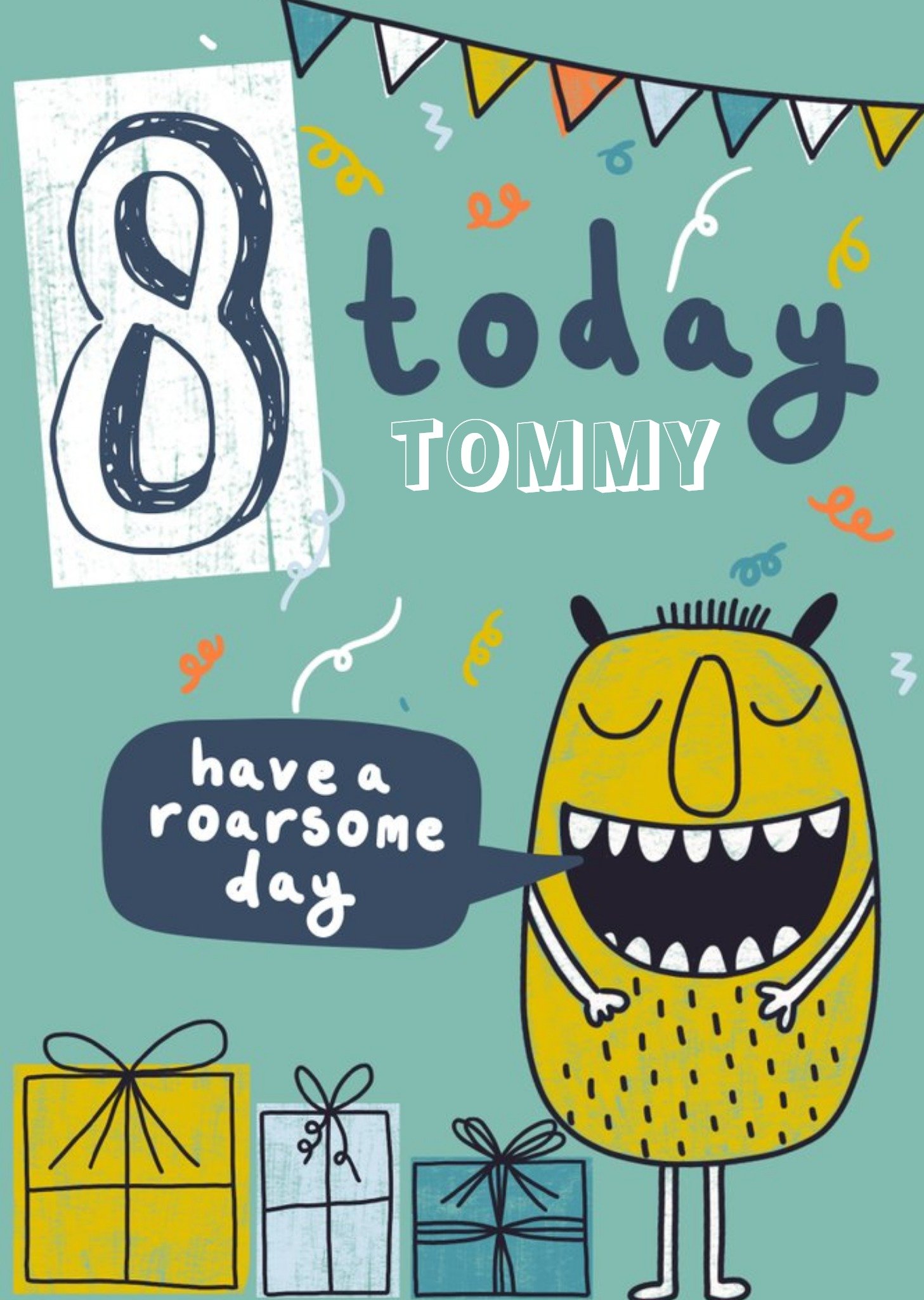 8 Today Monster Kid's Birthday Card Ecard