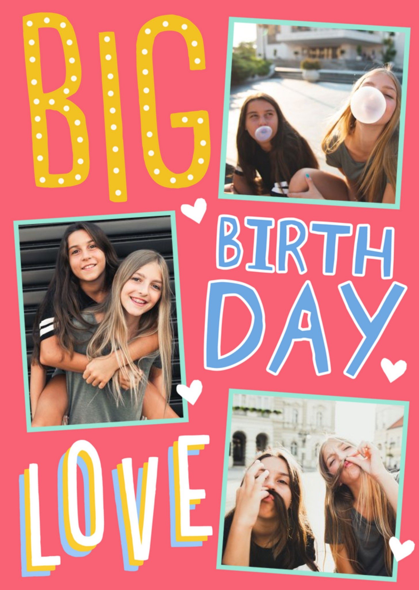 Big Bold Type Big Love Heart Birthday Photo Upload Card Ecard