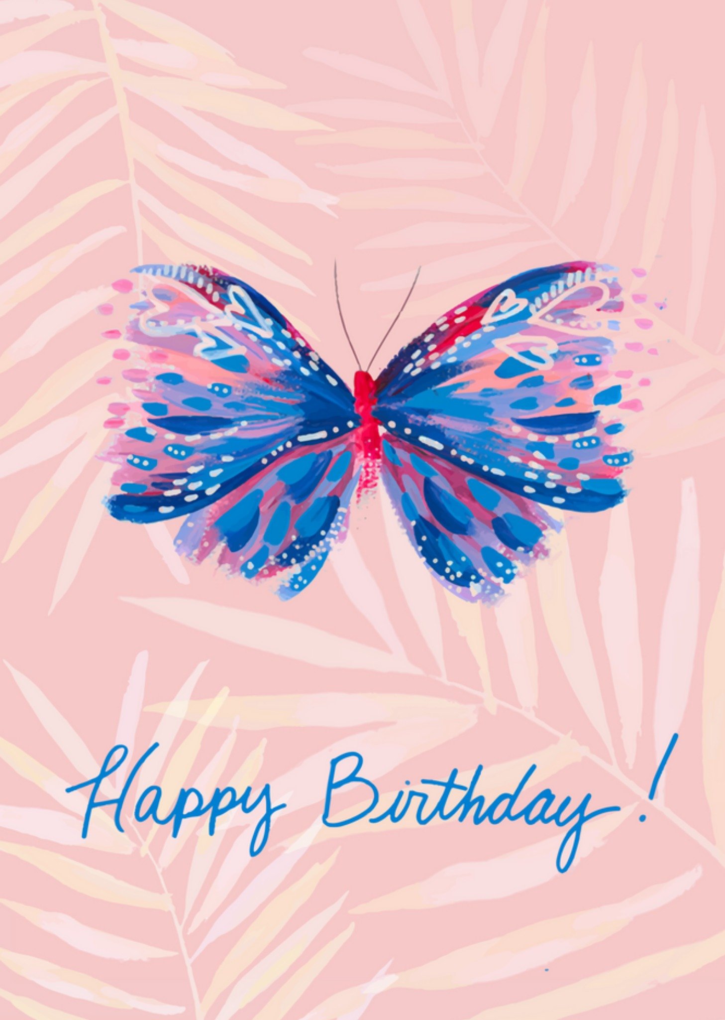 Moonpig Happy Birthday Butterfly Card, Large