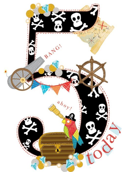 5 Today Pirate Birthday Card