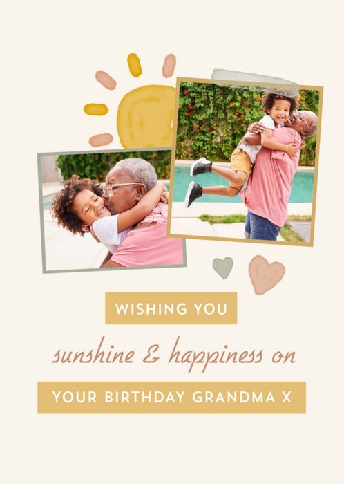 Simply Happy Sun Hearts Photo Upload Birthday Card