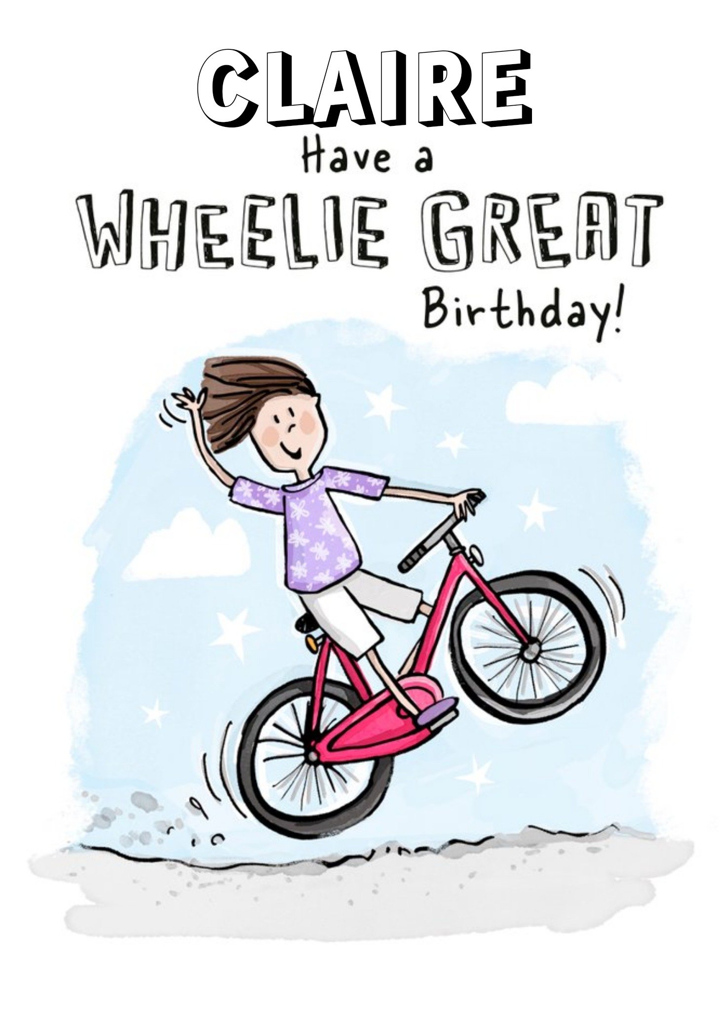 Good Sport Illustrated Bike Customisable Birthday Card Ecard