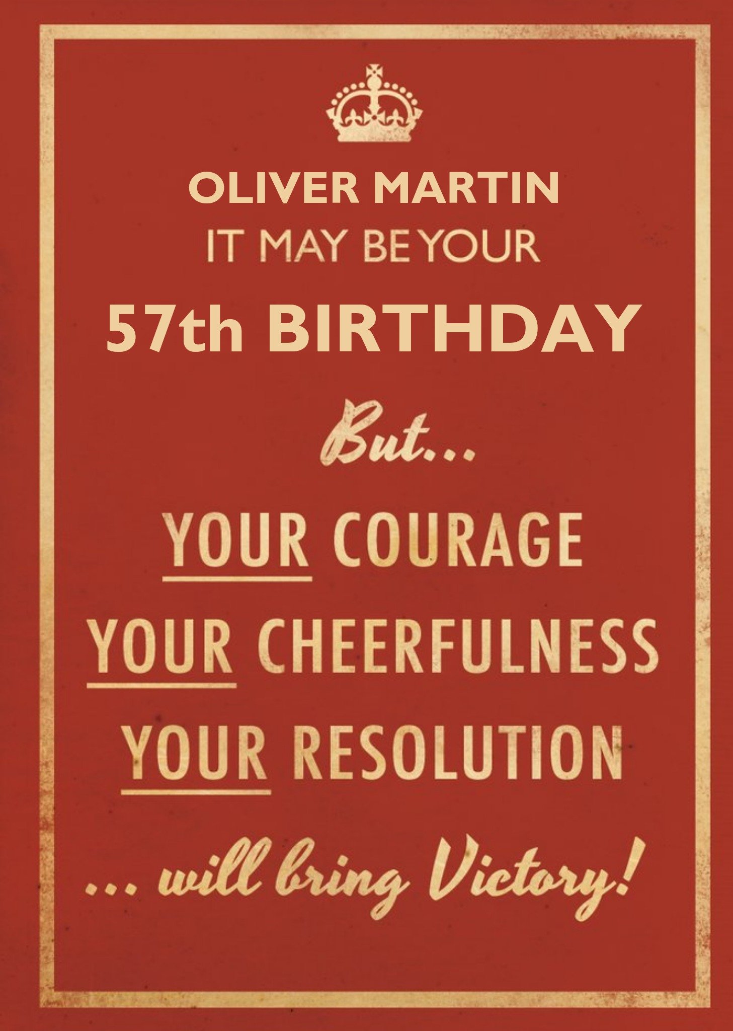 Your Courage Your Cheerfulness Your Resolution Personalised Happy Birthday Card Ecard