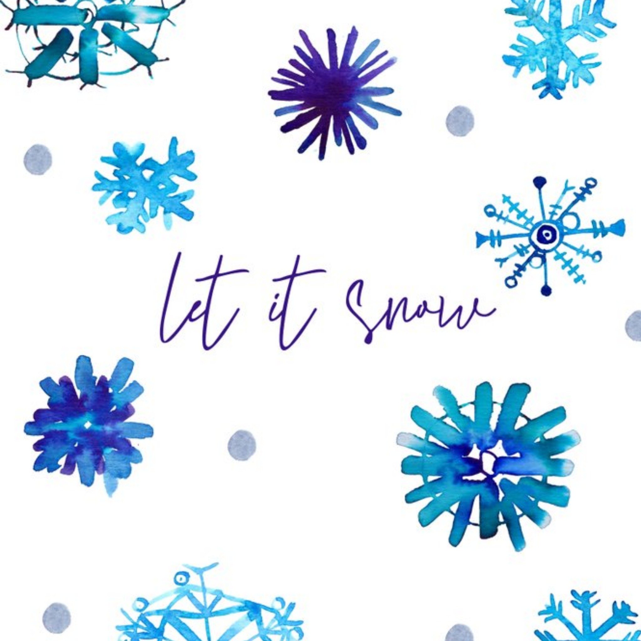 Snow Flakes Let It Snow Christmas Card, Square