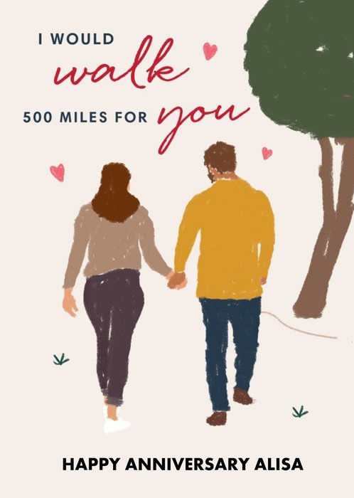 Just Peachy Illustration Of A Couple Out Walking Happy Anniversary Card