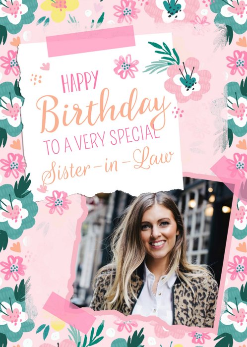 Happy Birthday To A Very Special Sister In Law Photo Upload Card
