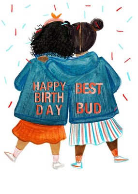 Two Girls Best Bud Birthday Card