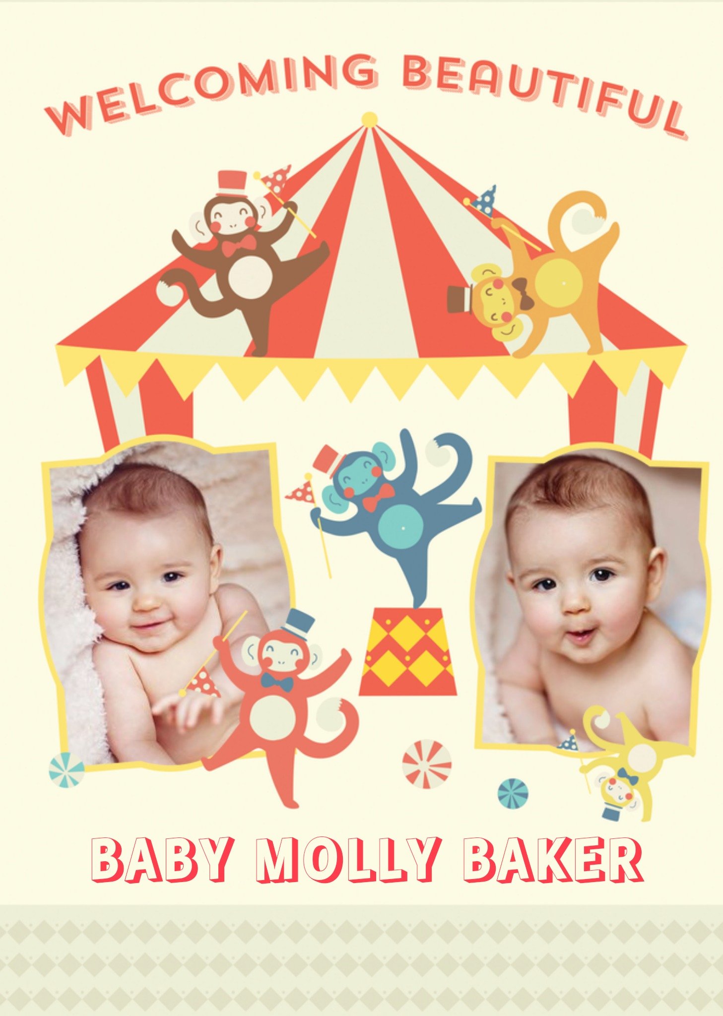 Moonpig Circus Act New Baby Multi-Photo Card, Large