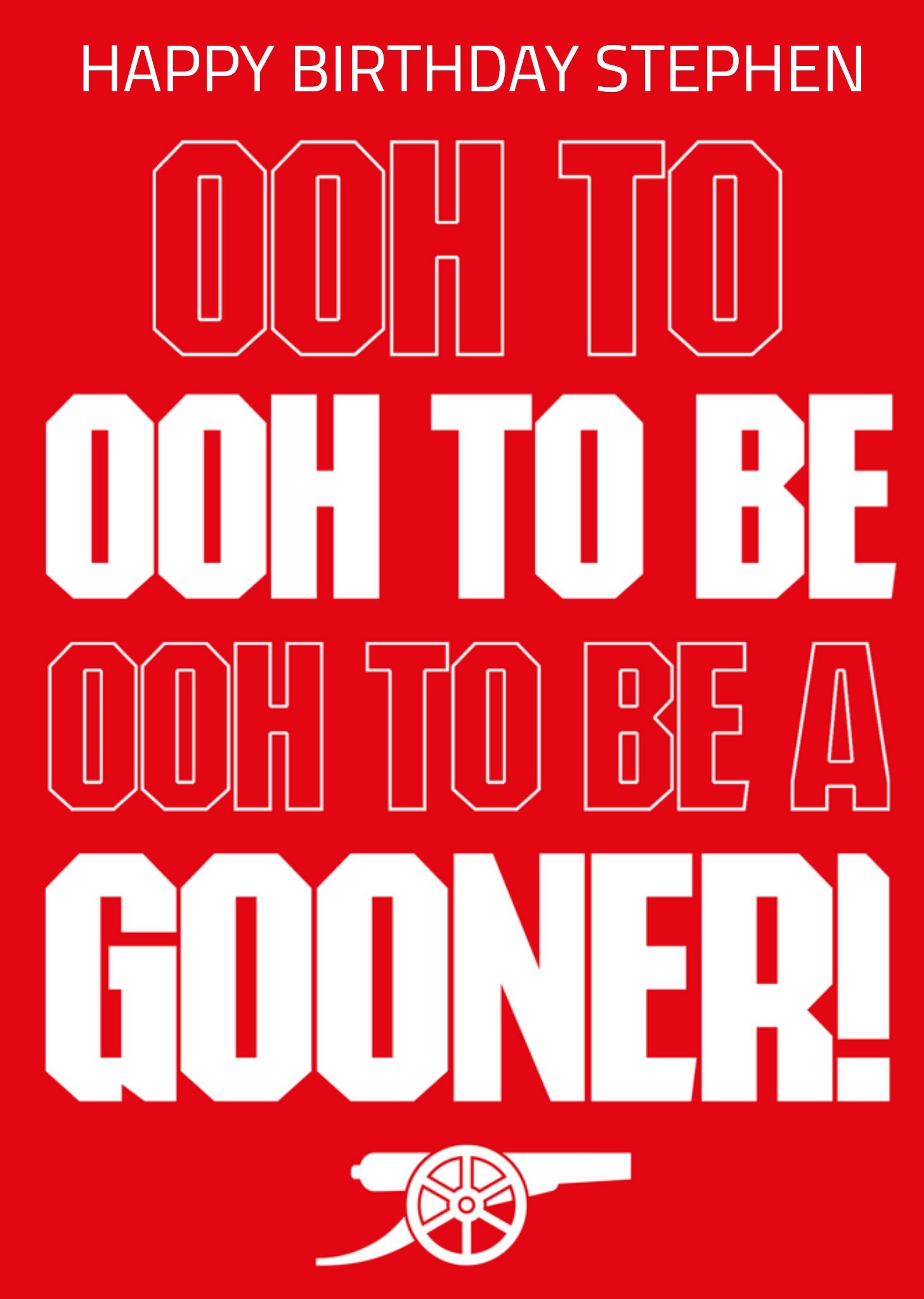 Oh To Be A Gooner Arsenal Fc Birthday Card