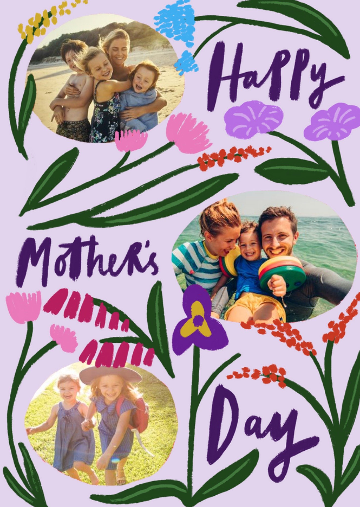 Moonpig Katy Welsh Cute Floral Happy Mother's Day Photo Upload Card Ecard