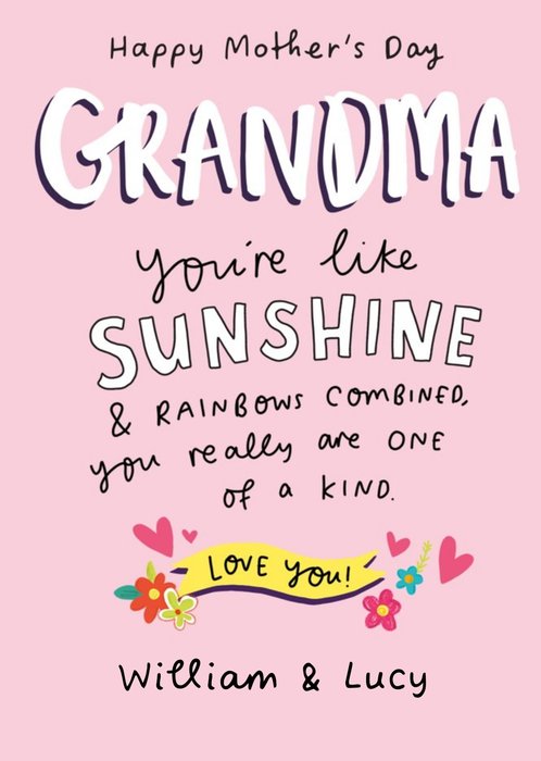 Grandma You're Like Sunshine Personalised Mother's Day Card