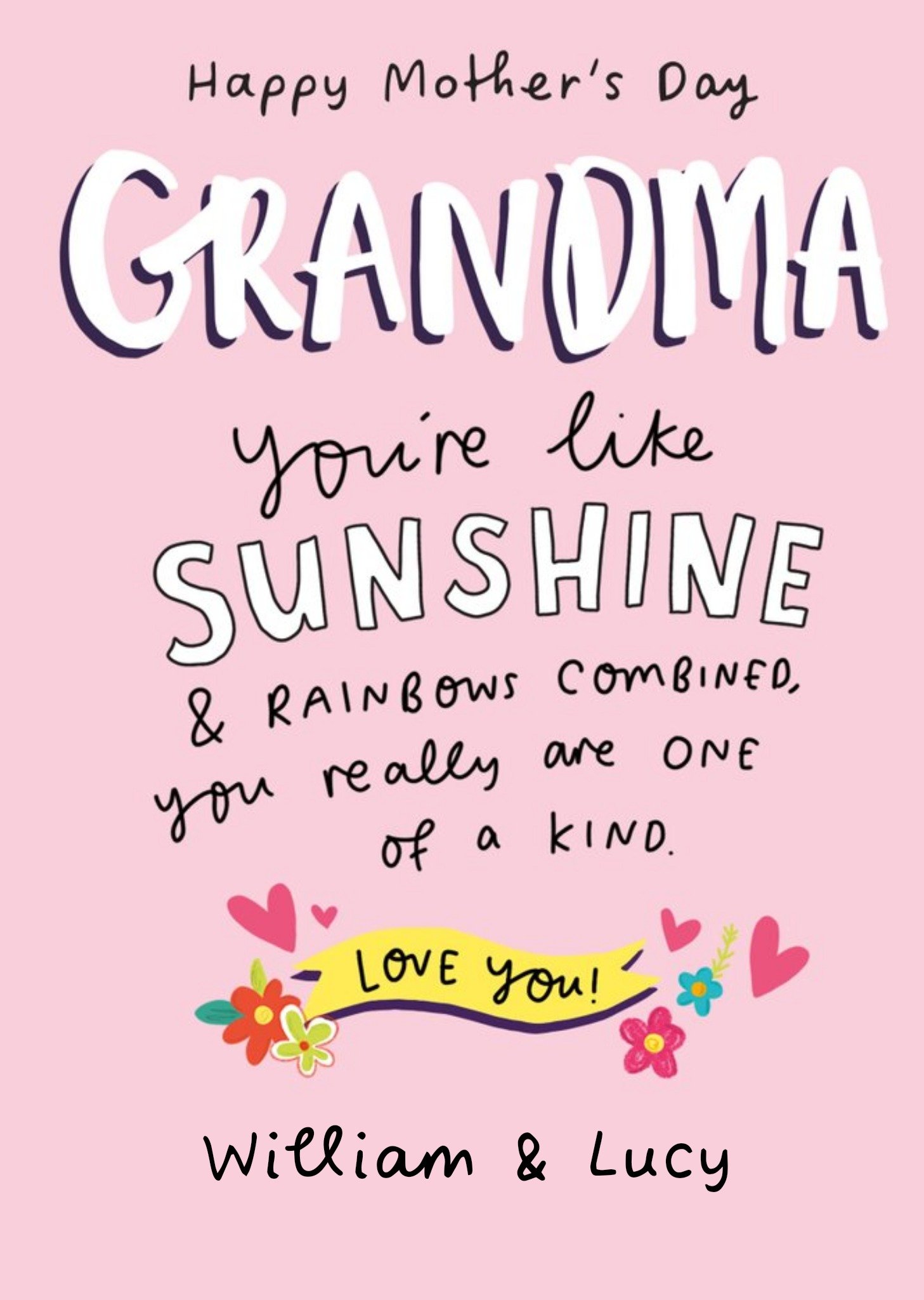 Moonpig Grandma You're Like Sunshine Personalised Mother's Day Card Ecard