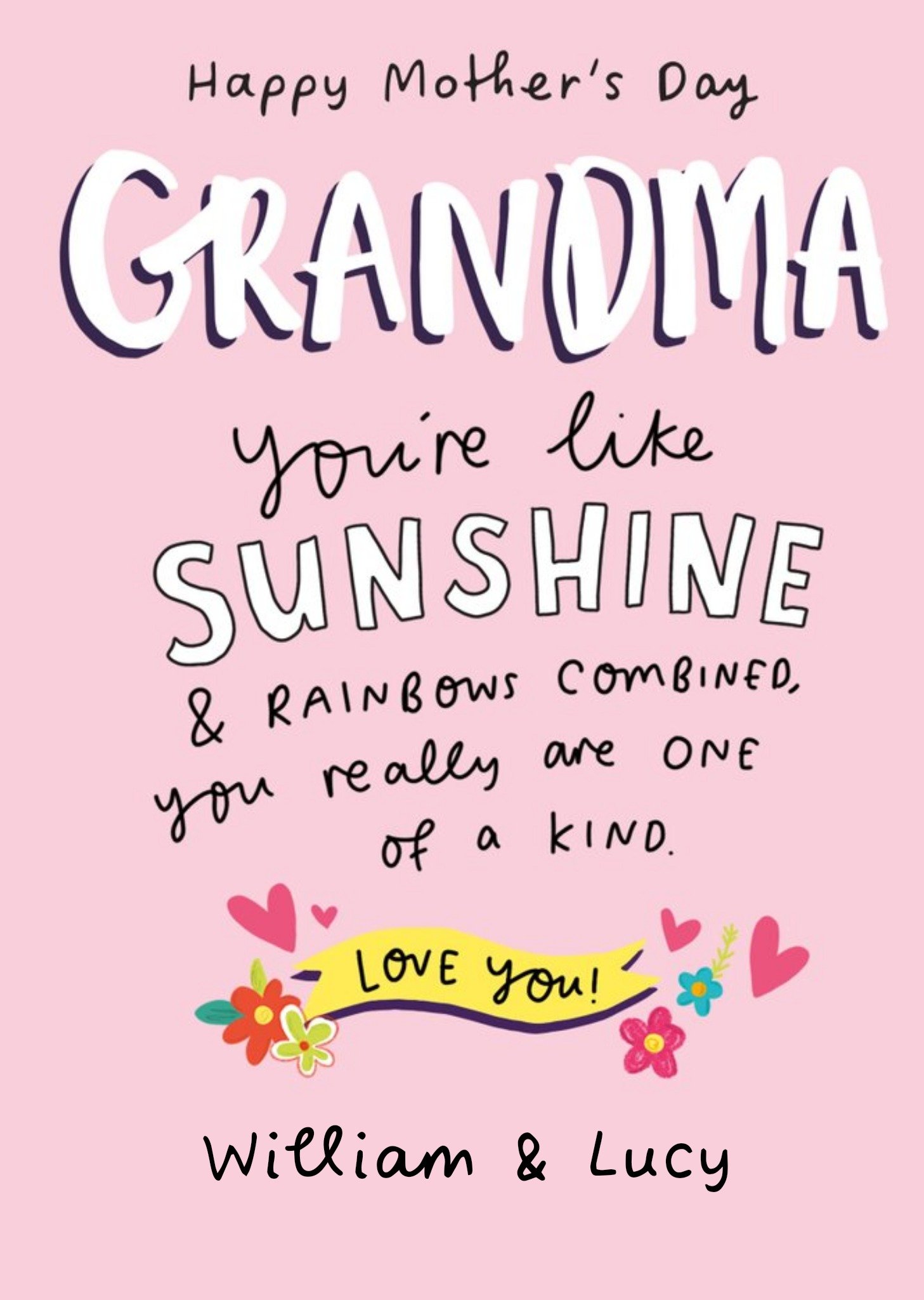 Grandma You're Like Sunshine Personalised Mother's Day Card