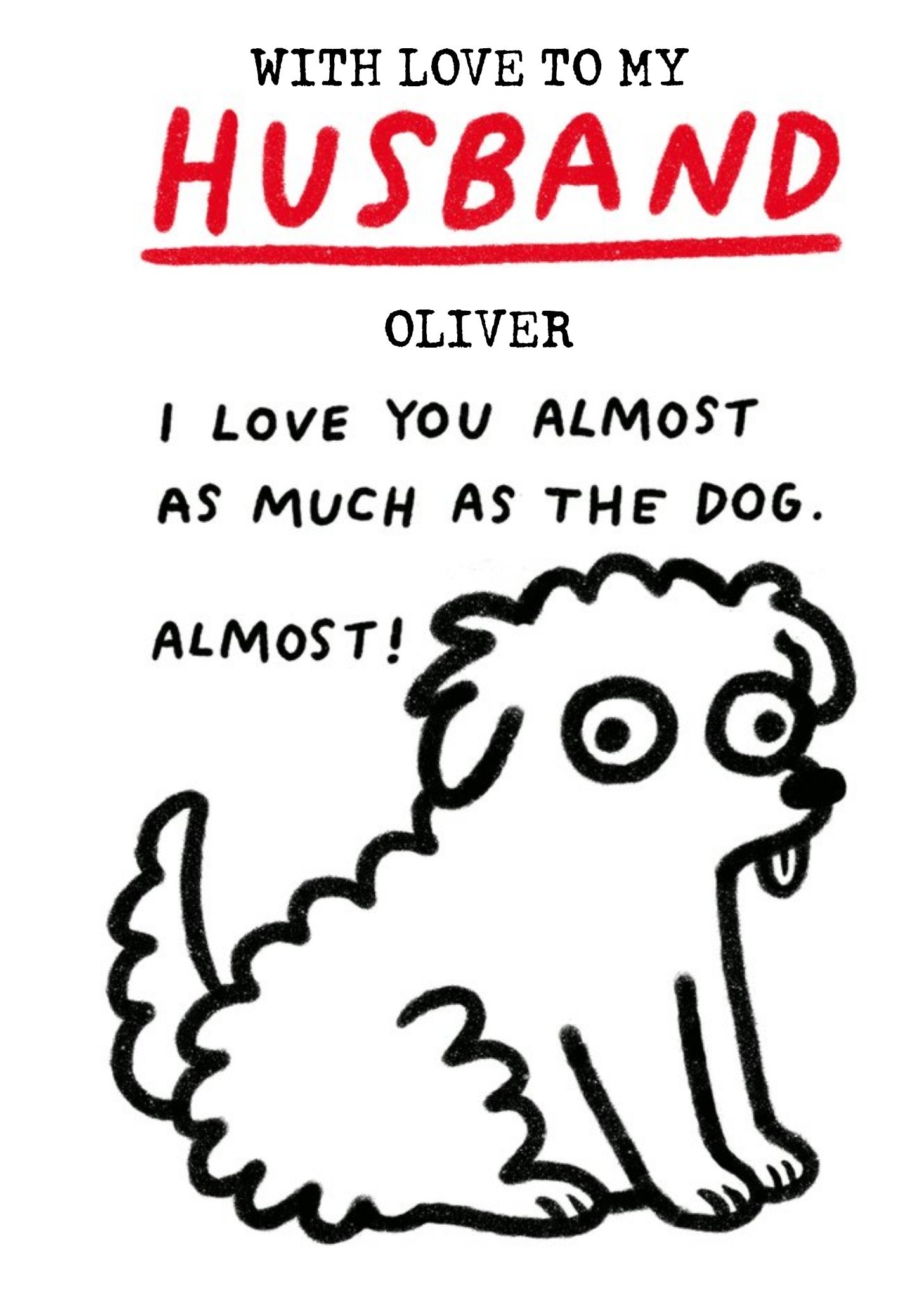 Moonpig Quirky Illustration Of A Dog Husband's Humorous Birthday Card, Large