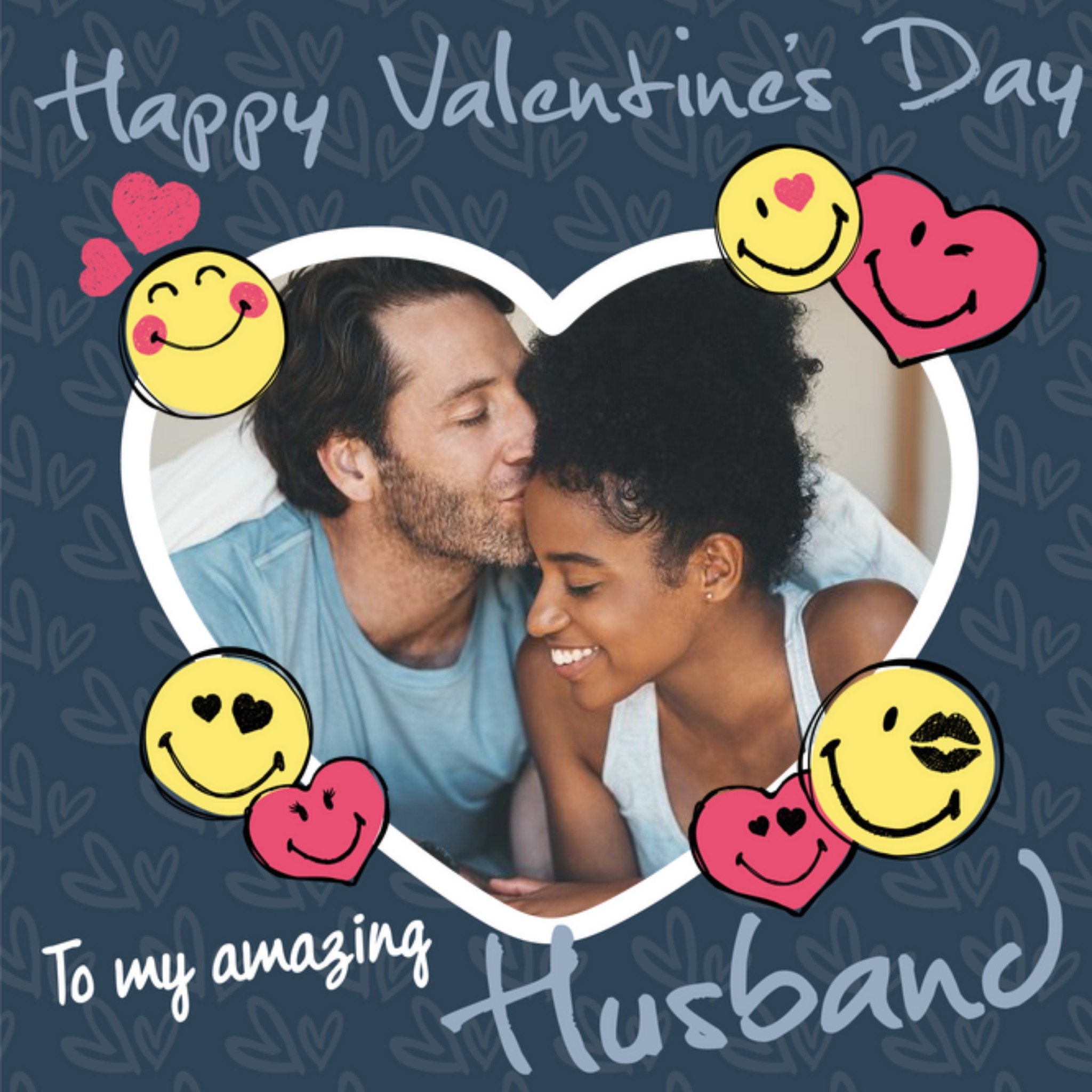 Moonpig Smiley World Happy Valntines Day To My Amazing Husband Photo Upload Valentines Card, Square