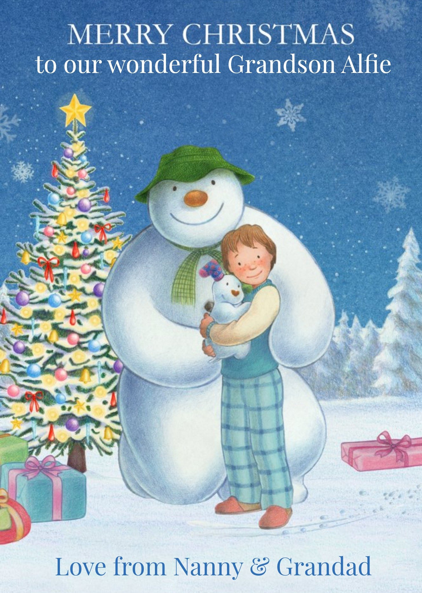 The Snowman Wonderful Grandson Personalised Christmas Greeting Card, Large