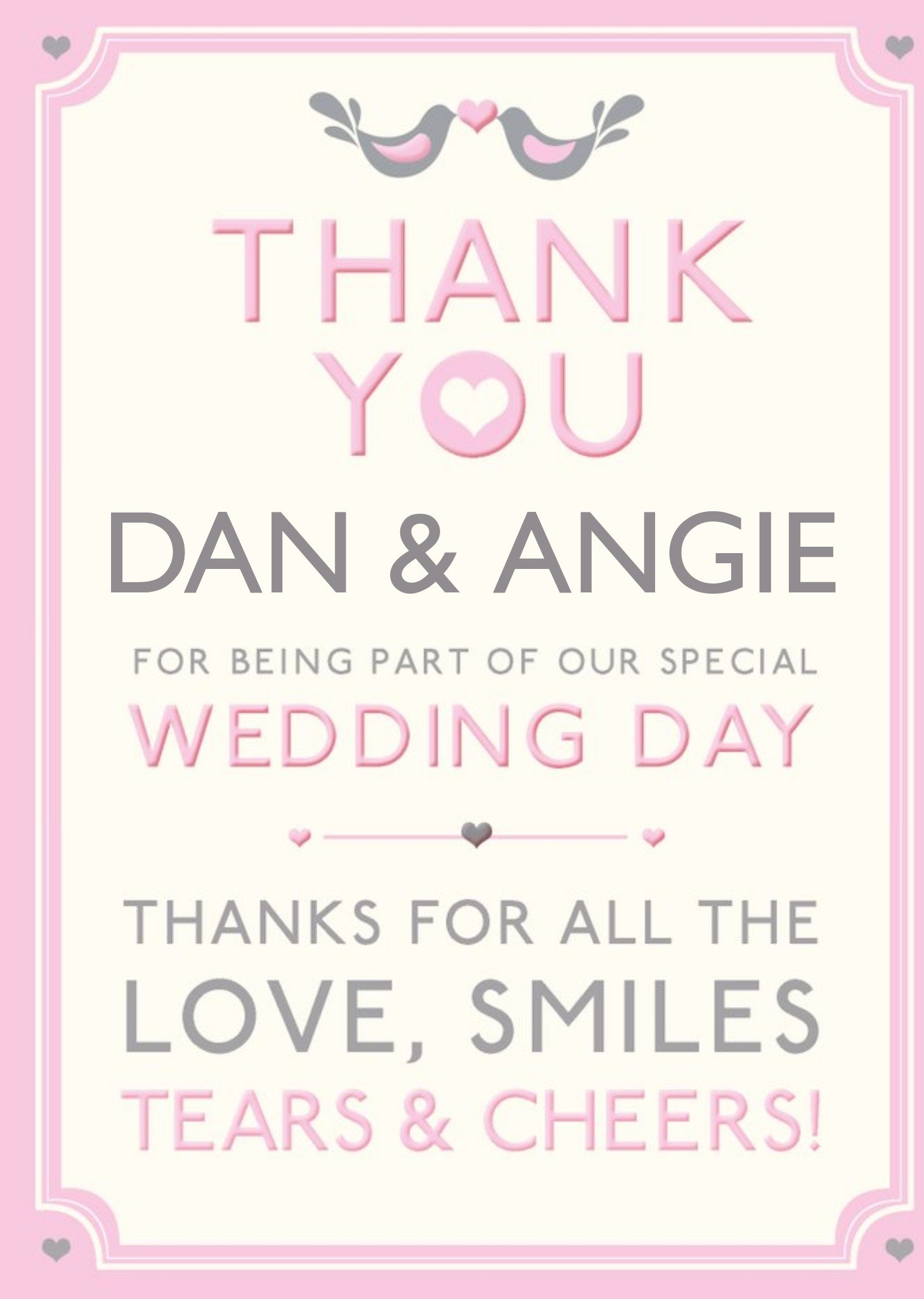 Hotchpotch Typographic Customisable Wedding Thank You Card Ecard