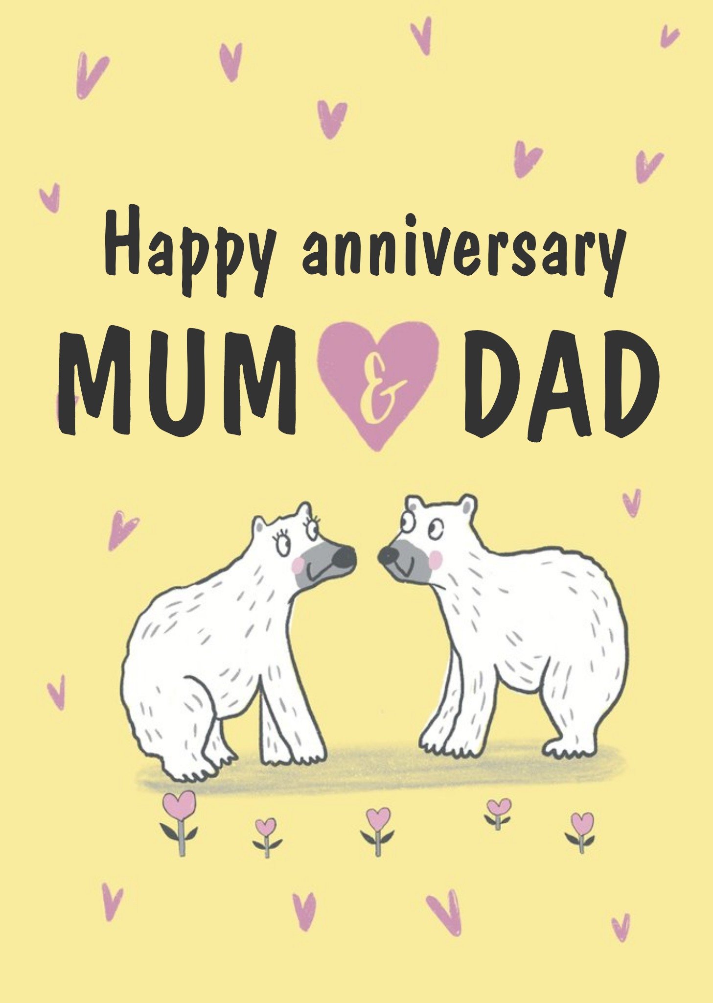 The London Studio Cute Polar Bears Mum & Dad Anniversary Card Ecard