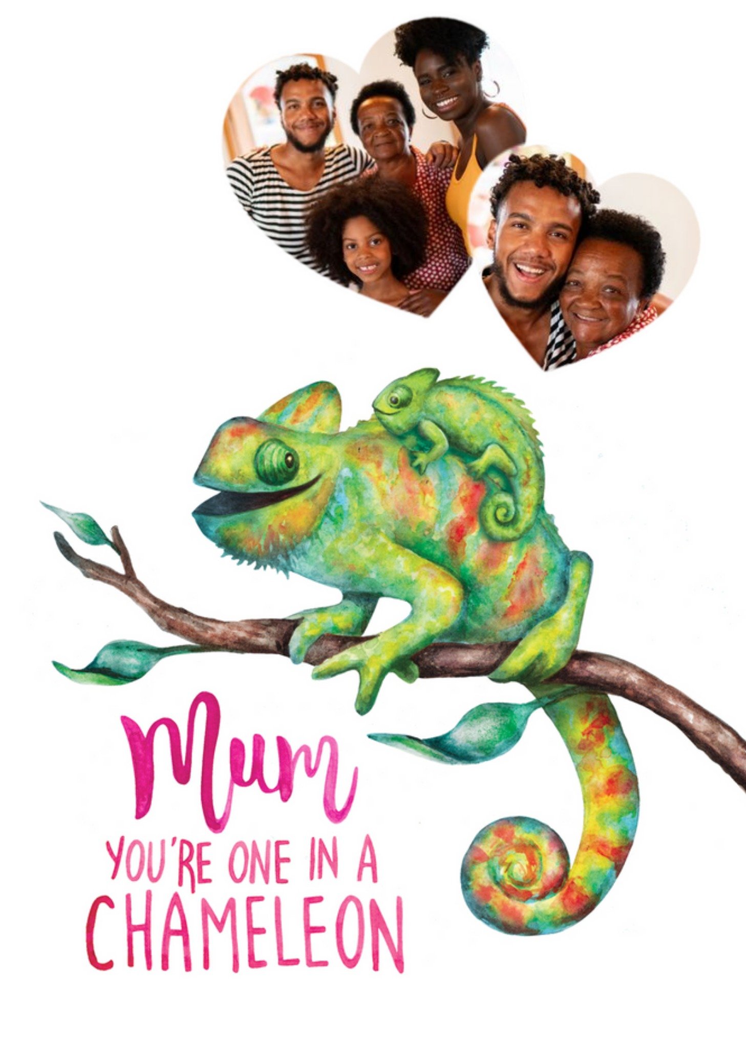 Moonpig Citrus Bunn Cute You're One In A Chameleon Mother's Day Card, Large