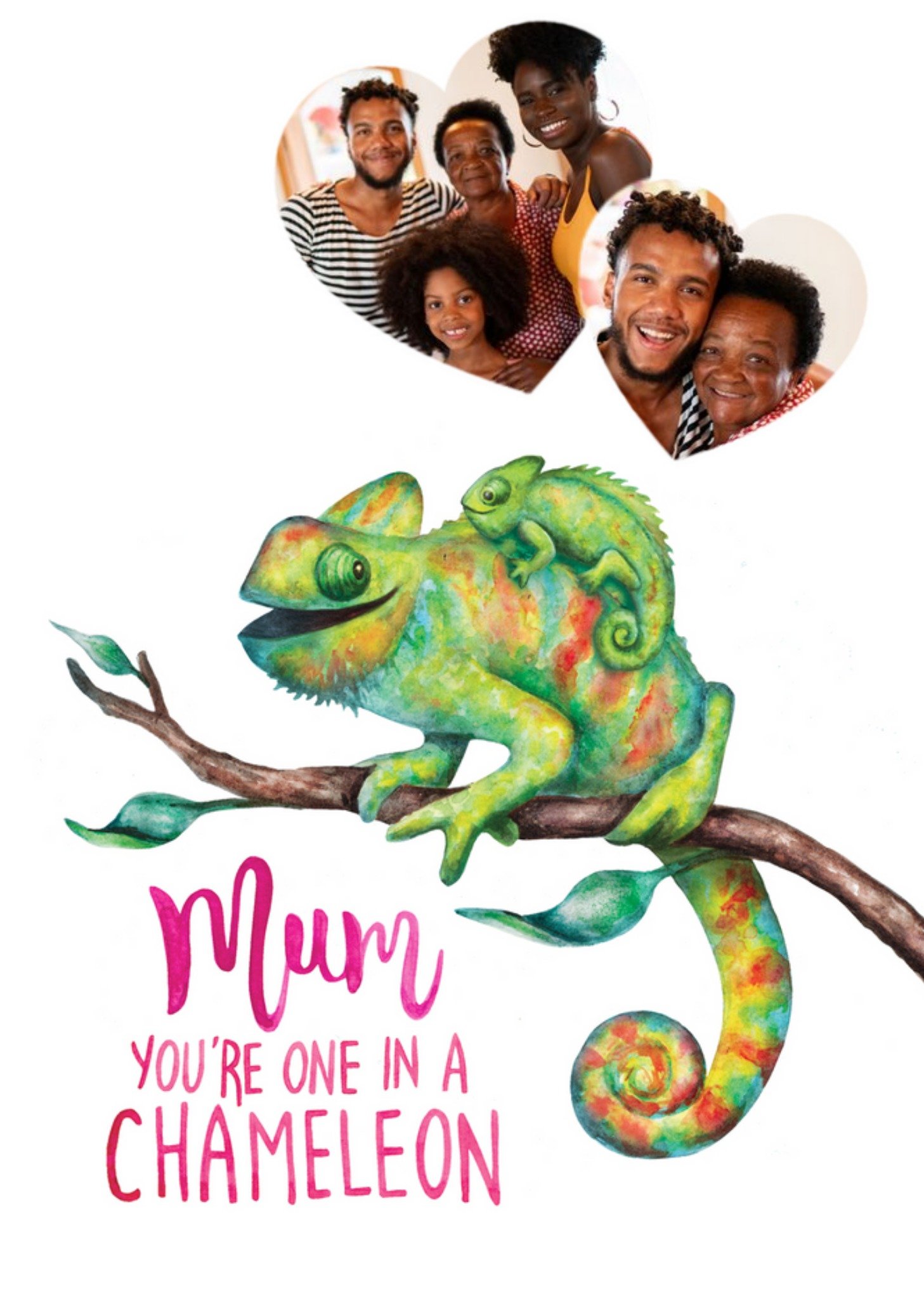 Citrus Bunn Cute You're One In A Chameleon Mother's Day Card Ecard