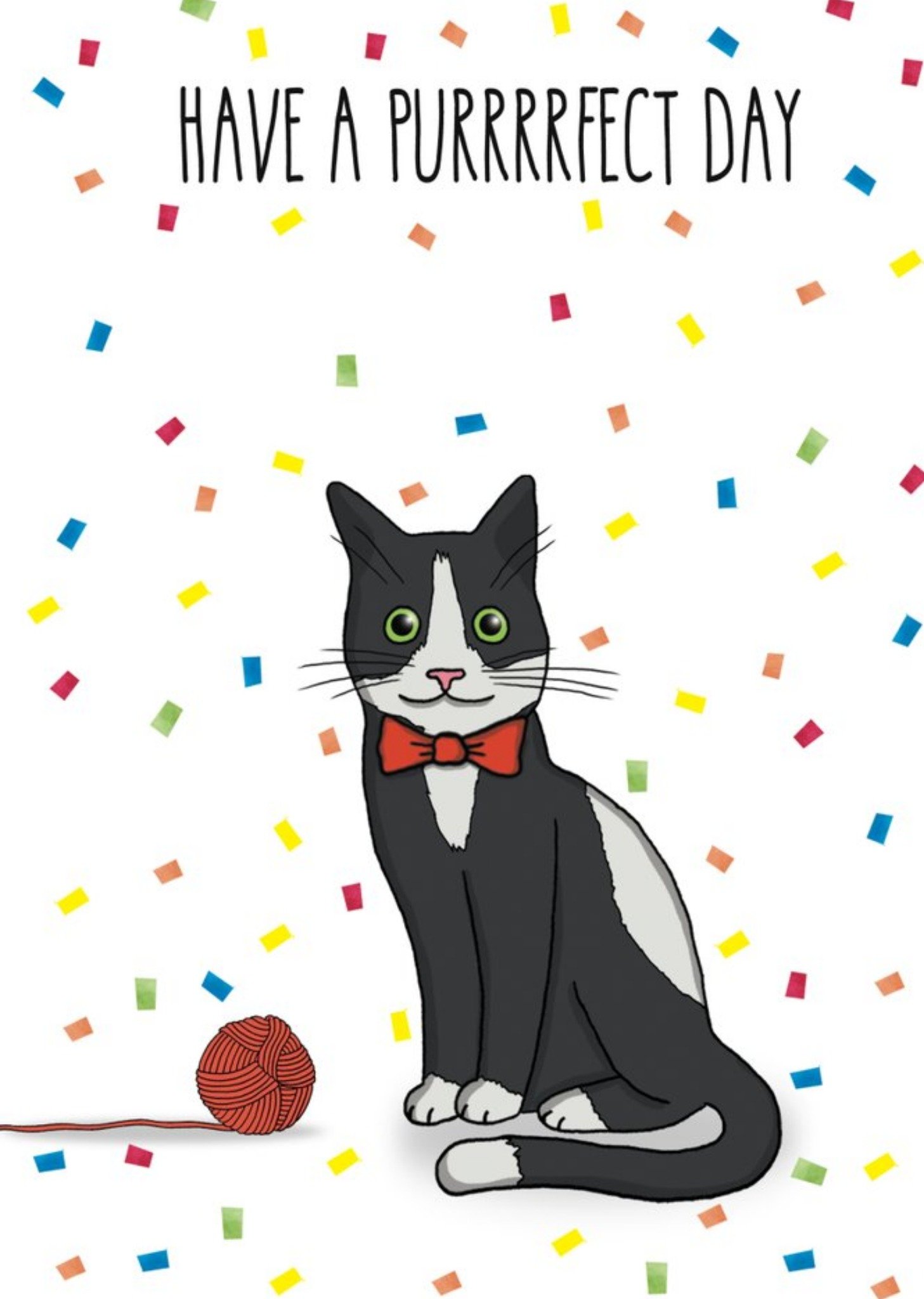 Moonpig Perfect Purfect Day Cat Confetti Pun Birthday Card, Large