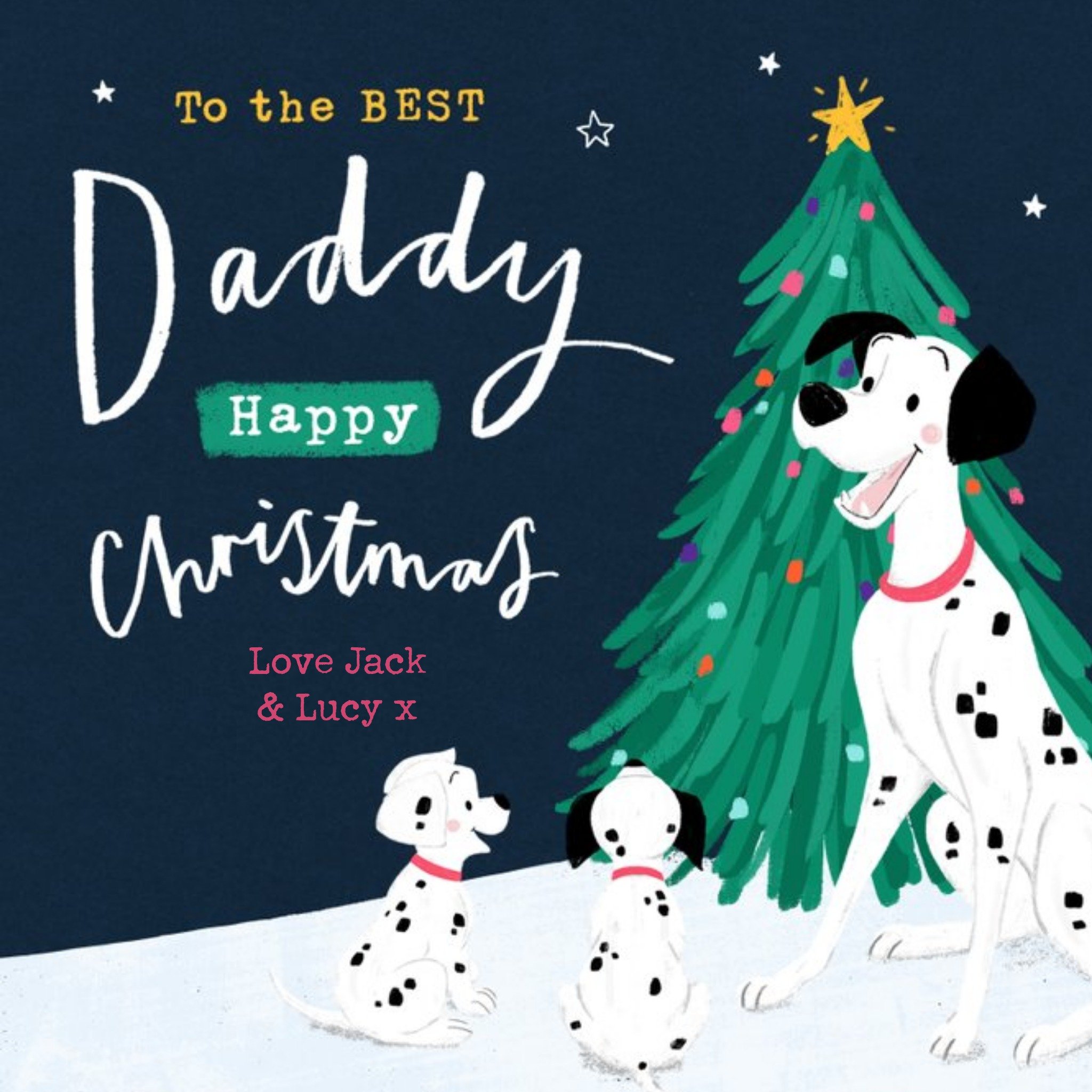 Disney 101 Dalmatians Best Daddy Christmas Card, Square