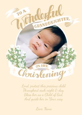 Banner Wonderful Granddaughter Christening Photo Upload Card
