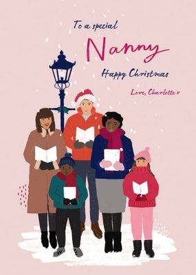 Family Singing Christmas Carols For Nanny Chrsitmas Card