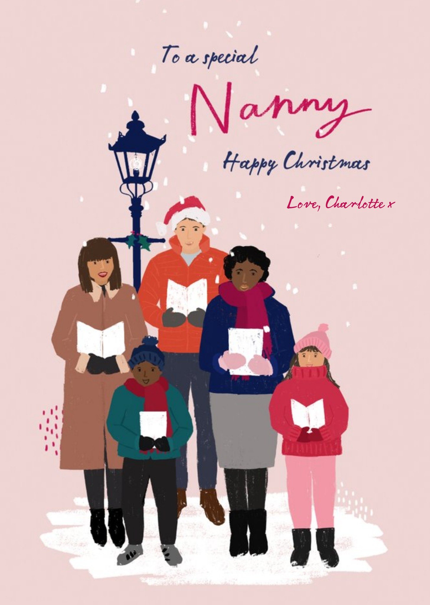 Family Singing Christmas Carols For Nanny Chrsitmas Card Ecard