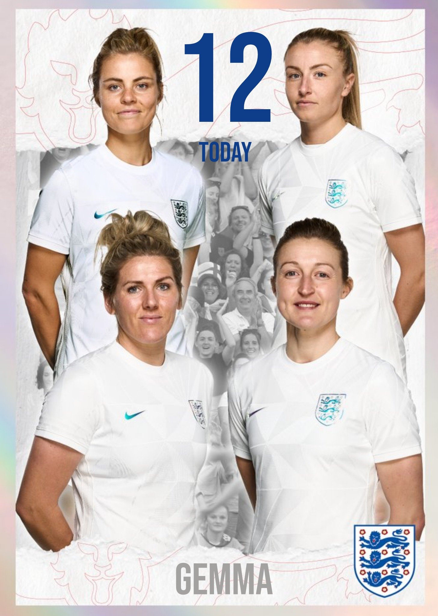 England Lionesses Personalise Age Football Birthday Card Ecard