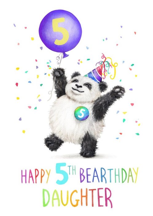 Cute Panda Happy 5th Bearthday Daughter Birthday Card