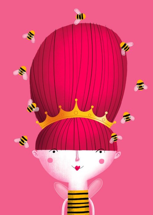 Modern Cute Illustration Queen Bee Beehive Card