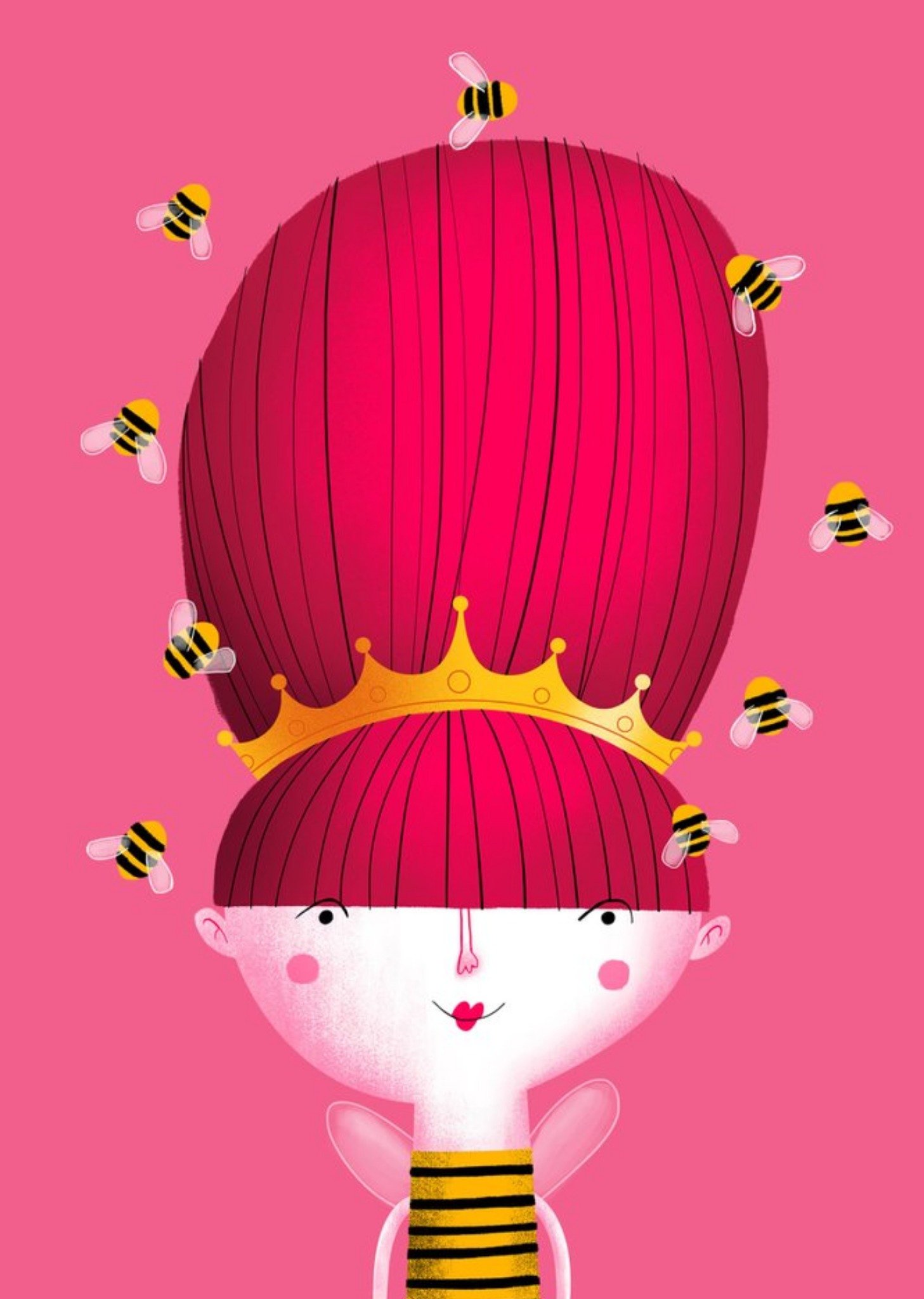 Moonpig Modern Cute Illustration Queen Bee Beehive Card, Large