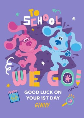 Blue's Clues Blue And Magenta To School We Go New School Card