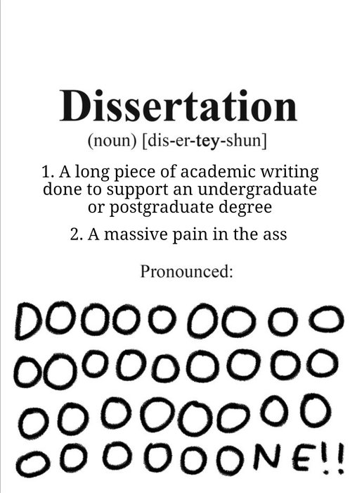 Funny Dissertation Dictionary Definition card