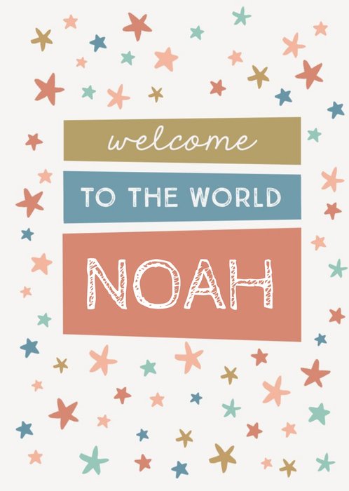 Natalie Alex Designs Illustrated Star Typographic Welcome to the World Card