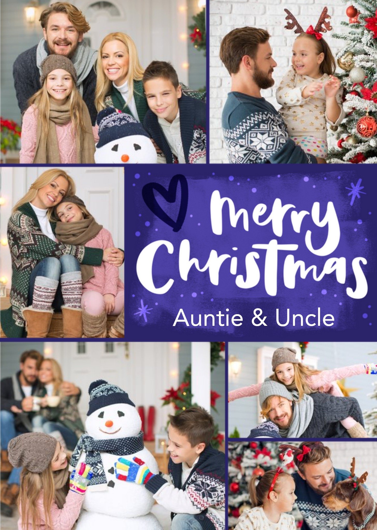 Moonpig Hand-Lettered Photo Upload Auntie And Uncle Christmas Card, Large