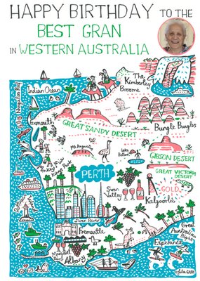Vibrant Collage Illustration Western Australia Photo Upload Birthday Card